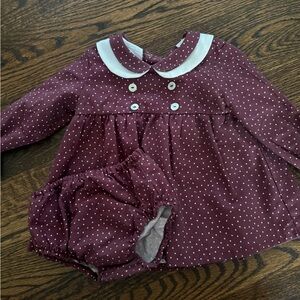 Polka Dot Maroon Kids Dress Set